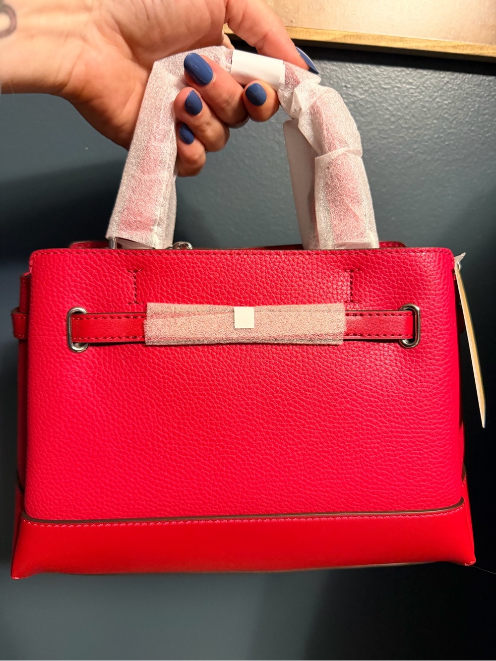 NWT Michael Kors Reed Small Pebbled Leather Satchel in Dark Raspberry - Picture 5 of 8